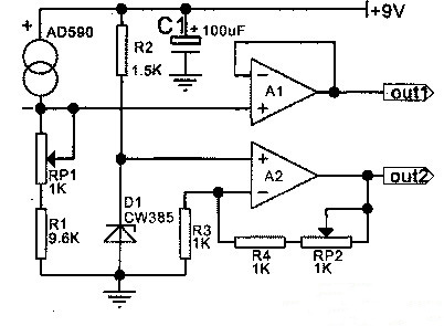 电流→电压和绝对→摄氏温标的转换电路