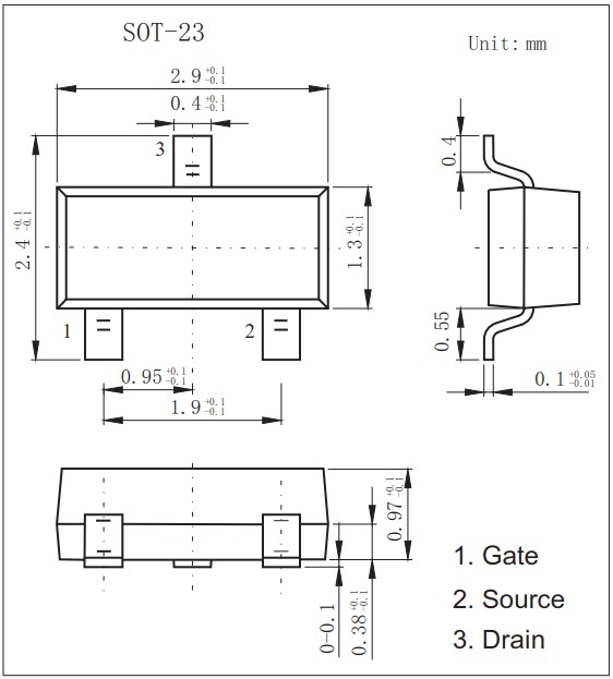 图4）场效应管AO3414（SOT-23）封装尺寸