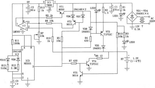 镍镉电池充电器(LM393)电路图
