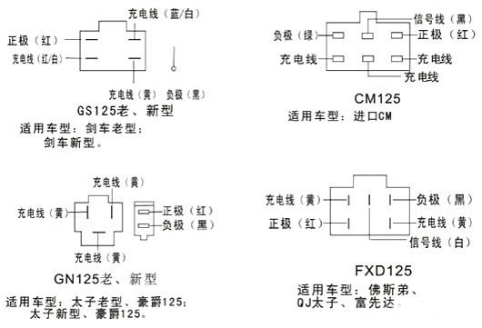 摩托车五线整流器接线图
