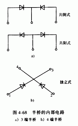 全桥-半桥整流桥堆内部电路结构与电路图形符号