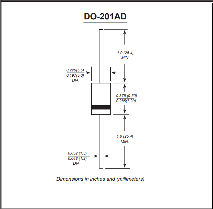SR540 SR560 SR5100 肖特基二极管 DO-27封装规格
