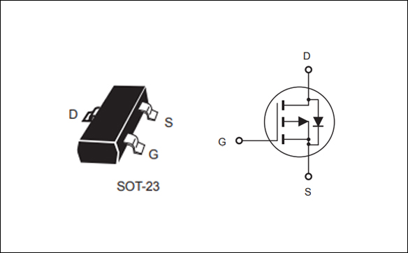 SI2301,SOT23,MOS场效应管封装引脚图 电路符号