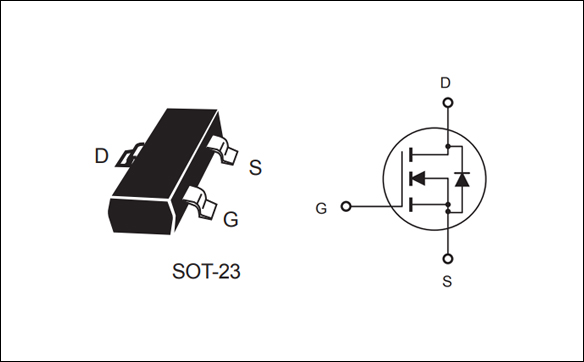 SI2302,SOT23,MOS场效应管封装引脚图 电路符号