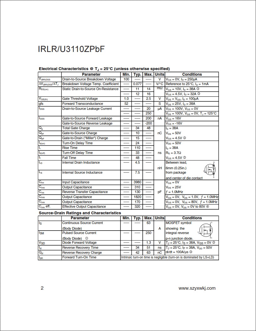 IRLR3110Z规格书
