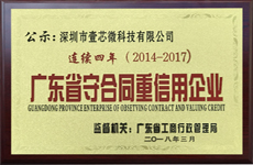 壹芯微重合同守信用企业证书